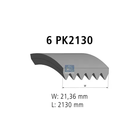 Courroie multi-nervures, 6 PK, L: 2130 mm, W: 21.4 mm, 6PK2130 pour VW LT, Mercedes-Benz G-Klasse