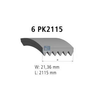 Courroie multi-nervures, 6 PK, L: 2115 mm, W: 21.4 mm, 6PK2115 pour VW LT, Mercedes-Benz G-Klasse, Sprinter