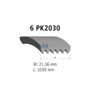 Courroie multi-nervures, 6 PK, L: 2030 mm, W: 21.4 mm, 6PK2030 Pour Mercedes-Benz G-Klasse, Transporter - 90528761.