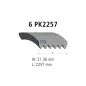 Courroie multi-nervures, 6 PK, L: 2257 mm, W: 21.4 mm, 6PK2257 Pour Mercedes-Benz G-Klasse, Sprinter - 5132825AA - 53012009.