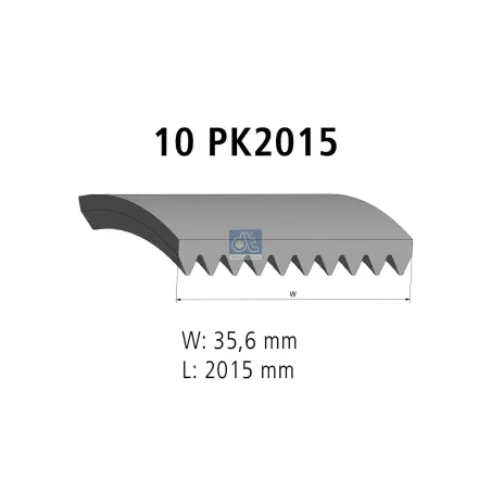 Courroie multi-nervures, 10 PK, L: 2015 mm, W: 35.6 mm, 10PK2015 Pour Mercedes-Benz Axor - 0019936696 - 0149975492.