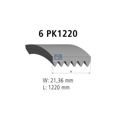 Courroie multi-nervures, 6 PK, L: 1220 mm, W: 21.4 mm, 6PK1220 Pour Mercedes-Benz Atego - 0139978592 - A0139978592.