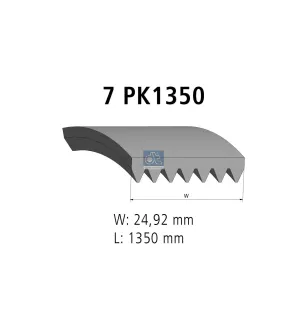 Courroie multi-nervures, 7 PK, L: 1350 mm, W: 24.9 mm, 7PK1350 - N1.01103.3556 - 0119975792 - A0119975792