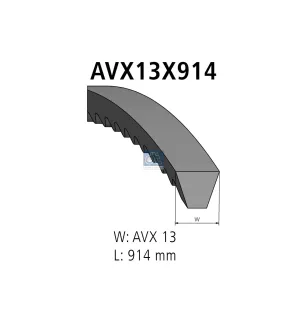 Courroie, L: 914 mm, W: 13 mm, AVX13X914