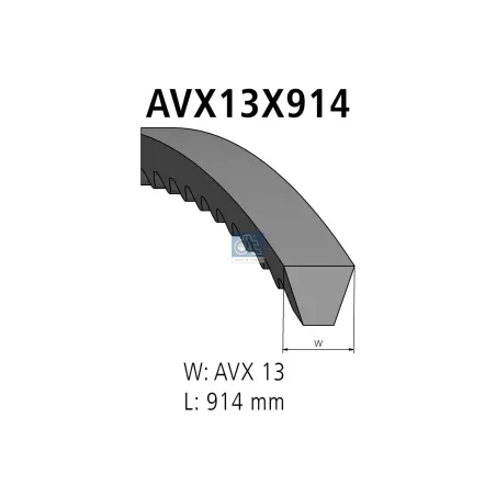 Courroie, L: 914 mm, W: 13 mm, AVX13X914