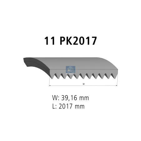 Courroie multi-nervures, 11 PK, L: 2017 mm, W: 39.2 mm, 11PK2017 pour Mercedes-Benz Atego 1, Atego 2, Axor