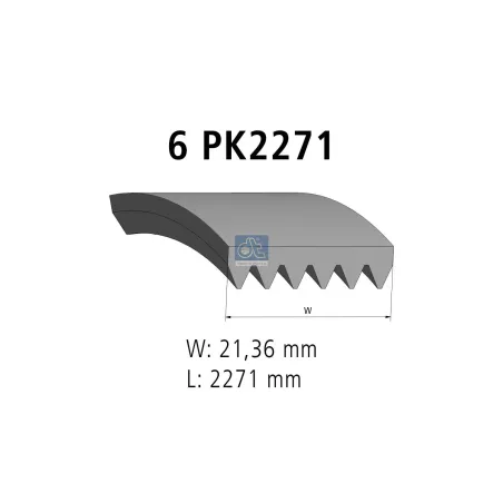 Courroie multi-nervures, 6 PK, L: 2271 mm, W: 21.4 mm, 6PK2271 pour Mercedes-Benz G-Klasse, Sprinter