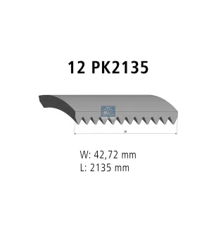 Courroie multi-nervures, 12 PK, L: 2135 mm, W: 42.7 mm, 12PK2135 pour Mercedes-Benz Actros 1, Actros 2, Actros 3