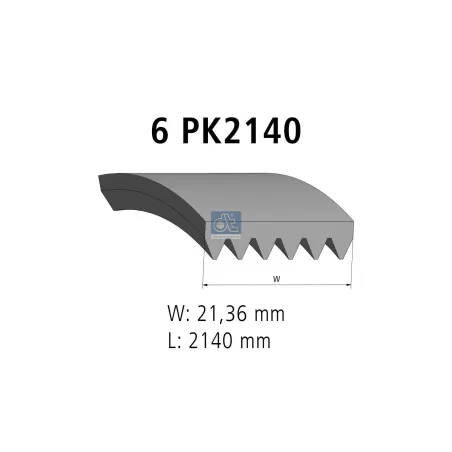 Courroie multi-nervures, 6 PK, L: 2140 mm, W: 21.4 mm, 6PK2140 Pour Mercedes-Benz G-Klasse, Sprinter - 38920-RCA-A01