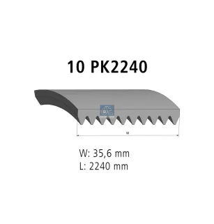 Courroie multi-nervures, 10 PK, L: 2240 mm, W: 35.6 mm, 10PK2240 Pour Mercedes-Benz Atego 1, Atego 2, Axor, Citaro, Econic 1