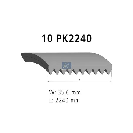 Courroie multi-nervures, 10 PK, L: 2240 mm, W: 35.6 mm, 10PK2240 Pour Mercedes-Benz Atego 1, Atego 2, Axor, Citaro, Econic 1