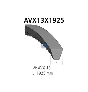 Kit de courroies, L: 1925 mm, W: 13 mm, AVX13X1925, 2 belts Pour DAF 45/55/65/75/85/95, CF - 0761440 - 1226492 - 1238680