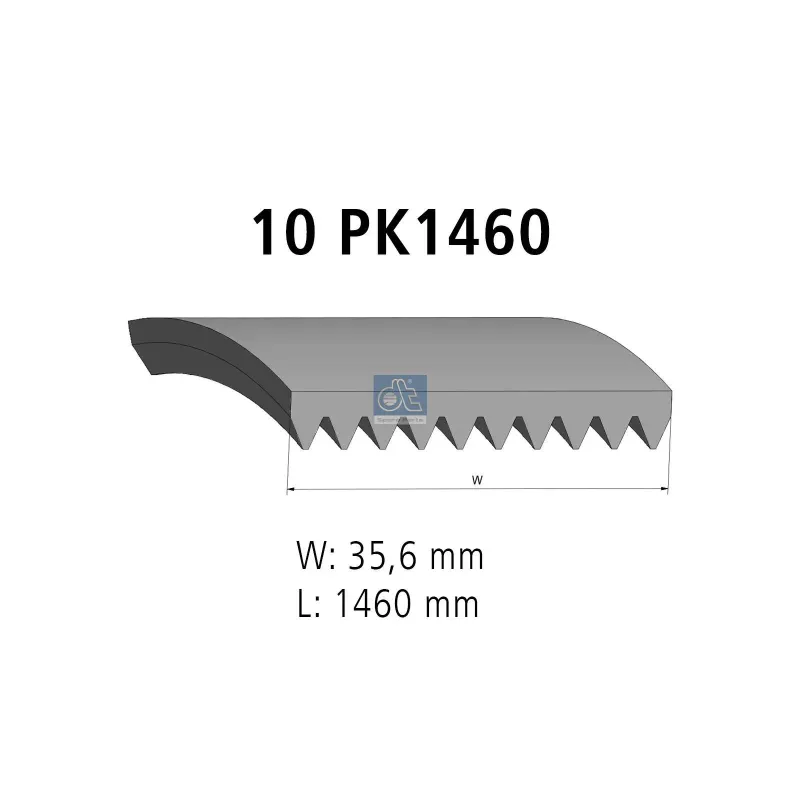 Courroie multi-nervures, 10 PK, L: 1460 mm, W: 35.6 mm, 10PK1460 Pour Renault Magnum - Sisu Sisu / Renault - 15508194.