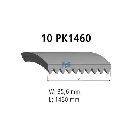 Courroie multi-nervures, 10 PK, L: 1460 mm, W: 35.6 mm, 10PK1460 Pour Renault Magnum - Sisu Sisu / Renault - 15508194.