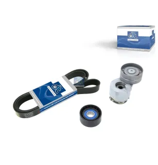 Kit de tendeur de courroie, avec courroie multi-nervures pour Nissan Interstar - Opel Movano - Renault Master - 8200113203S
