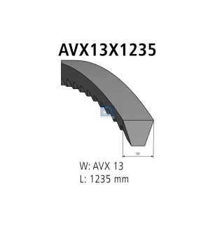 Courroie, L: 1235 mm, W: 13 mm, AVX13X1235 pour Iveco Eurocargo - 4612247 - 04739632 - 4739632 - 98436429 - 98455820