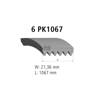 Courroie multi-nervures, 6 PK, L: 1067 mm, W: 21.4 mm, 6PK1067 Pour Renault Kerax, Premium - 5010295531 - 5010359915