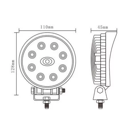 Phare-Travail-LED rund 8 LEDs