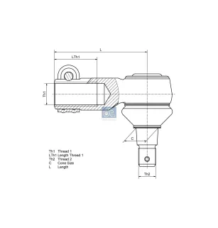 Rotule, M12 x 1,75, LTh1: 30 mm, M10 x 1,5, L: 55 mm pour Mercedes-Benz OM 300 - (L-Serie), MK-Series (OM 400)