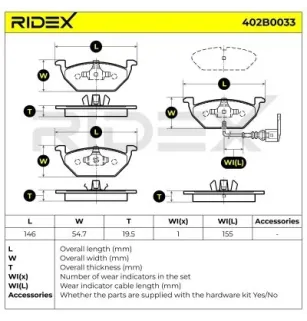 Bremsbeläge für AUDI, ROEWE (SAIC), SEAT, SKODA, VAG, VW, VW (FAW)- L180698151A, 1KD698151F, L1J0698151D