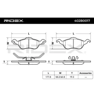 Pastiglie freno per FORD- 1064230, 1075558, 1107697, 1136519, 1151049, 1425406, 1682498, 1763301, 3S4Z2001AA