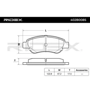 Plaquettes de frein pour AGCO ALLIS, CITROËN, FIAT, GEELY, OPEL, PEUGEOT, PIAGGIO, RELIANCE, TOYOTA, TVR, WIESMANN- 044650H031