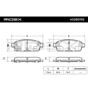 Plaquettes de frein pour BUICK, CHEVROLET, DAEWOO, GENERAL MOTORS, GMC, HOLDEN, OPEL, PLYMOUTH, SAAB, VAUXHALL- 542039, 95530021