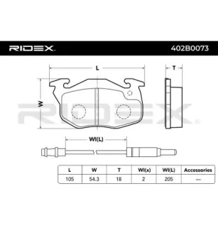 Plaquettes de frein pour CITROËN, PEUGEOT, RENAULT- 7701201542, 7701202057, 7701202216, 7701202283, 7701202302, 7701202475