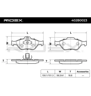 Plaquettes de frein pour FORD, MAZDA MERCURY- 1E073323ZB