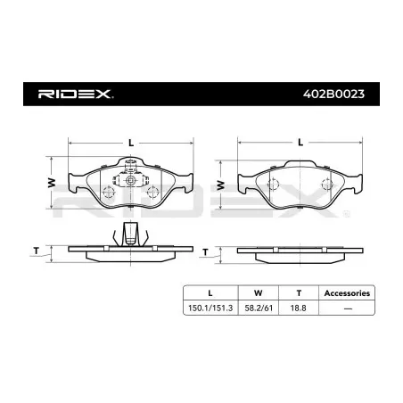 Plaquettes de frein pour FORD, MAZDA MERCURY- 1E073323ZB