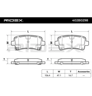 Plaquettes de frein pour BUICK, BUICK (SGM), CHEVROLET, CHEVROLET (SGM), GENERAL MOTORS, OPEL, SAAB, VAUXHALL- 95515497