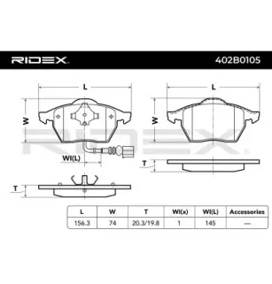 Plaquettes de frein pour AUDI, SEAT, SKODA, VW, VW (FAW)- 8N0698151, 3A0698151A 1J0698151L