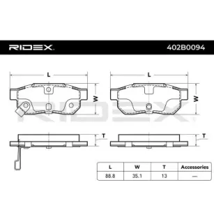 Plaquettes de frein pour HONDA, ISUZU, MAZDA, MG, NISSAN, OPEL, ROVER, SUZUKI VAUXHALL- 90297552