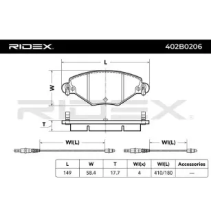 Plaquettes de frein pour CITROËN- 1611456480, 1617257180, 1636411580, 425215, 425248, 425288, 425346 E172229