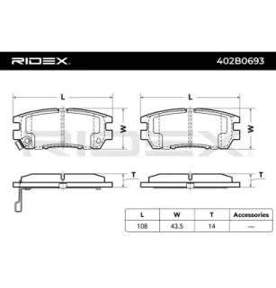 Plaquettes de frein pour EAGLE, MITSUBISHI- MB858380, MB858463, MN102623, MR129579, MR205269, MR389571, MR389572