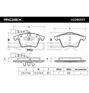 Pastillas de freno para SEAT, VAG, VW- 7H0698151D 7H0698151F