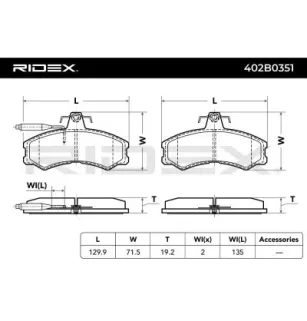 Plaquettes de frein pour ALFA ROMEO, CITROËN, FIAT, PEUGEOT- 95667764, 1611458680, 95624970, 95615159, 425106