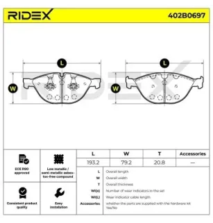 Plaquettes de frein pour BMW- 34116756350, 34116761282 34112180420