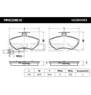 Plaquettes de frein pour AUDI, SEAT, VW- 8E0615115, 8E0615115B, 8E0698151B 8E0698151M