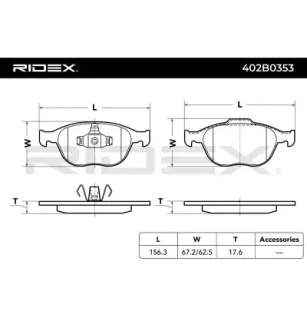 Plaquettes de frein pour FORD- 1359884, 1355950, 1360303, 1763678, 2177227, 2M5V2K021AA, 2M5Z2001A5