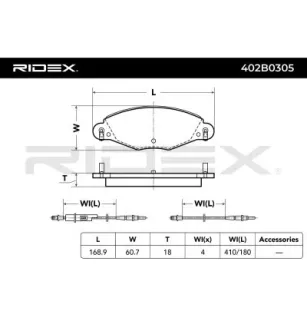 Plaquettes de frein pour CITROËN- 1617274180, 425216, 425249, 425289 E172230