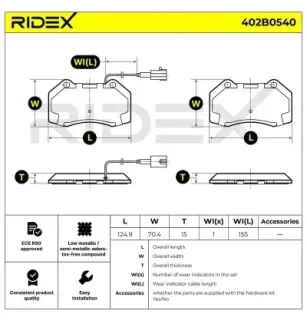 Plaquettes de frein pour ALFA ROMEO, FIAT, LANCIA- 51934099, 5741889, 71753265, 71765466, 77364716 77365830