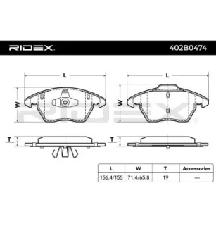 Plaquettes de frein pour AUDI, BRILLIANCE, CITROËN, FORD, PEUGEOT, SEAT, SKODA, VAG, VW- 1J0698151, 1J0698151B