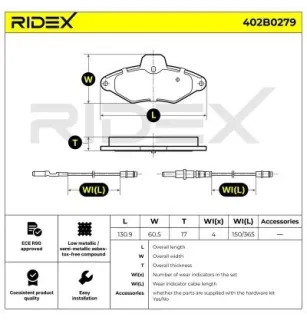 Plaquettes de frein pour CITROËN- 425156, 425114, 425291, 95667785, 95667786, E172027, E172511 RP425114