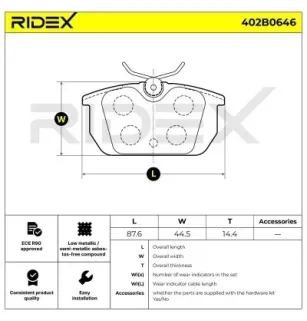 Plaquettes de frein pour ALFA ROMEO, FIAT, LANCIA- 9941211, 9942904, 9942953, 9945496, 9945821, 9945822 9945823