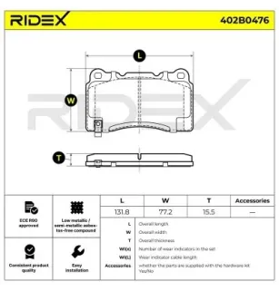 Plaquettes de frein pour ALFA ROMEO, CADILLAC, CHEVROLET, HONDA, MITSUBISHI, OPEL