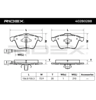 Plaquettes de frein pour AUDI, SEAT, SKODA VW- 1K0698151B