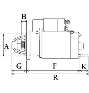 Démarreur 12V 1.0Kw 8dents Bomag 05744152, Iskra 11.131.186, AZE1230