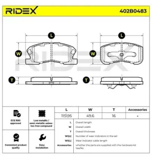 Plaquettes de frein pour DAIHATSU TOYOTA- 0449197401