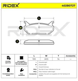 Plaquettes de frein pour FORD, FORD USA, MAZDA- 1U0A2648Z, G5Y52643Z, G5Y52643ZA, G5Y62643ZC, G5Y62643Z, G5Y62643ZA